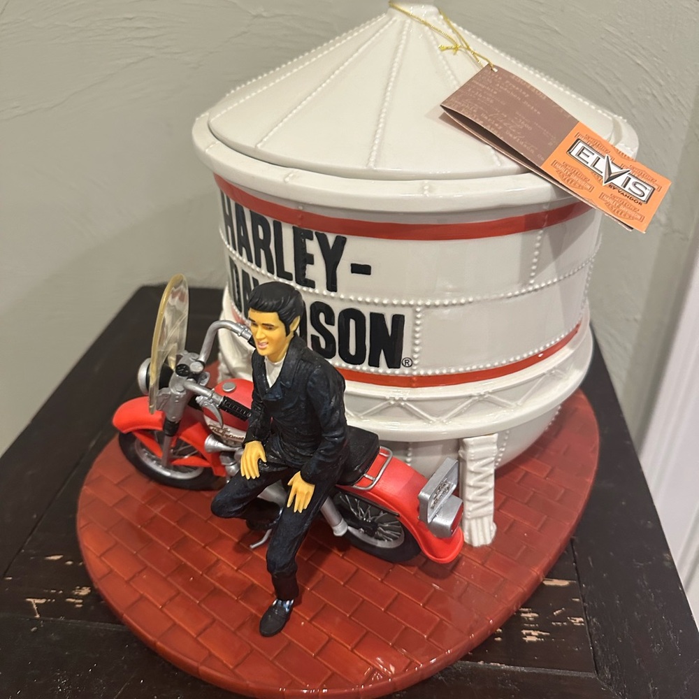 Elvis - Harley-Davidson Red Motorcycle with Figurine Cookie Jar